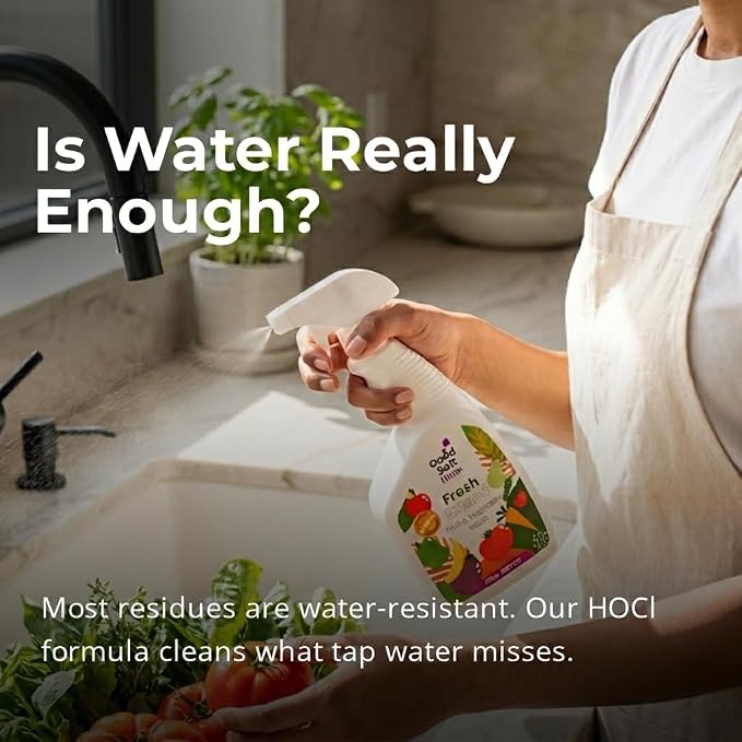 Fruit & Vegetable Wash, Non-Toxic Cleaner, 32oz Spray, 2ct | Fresh Extend, Hypochlorous Acid Spray, Clean Produce, Remove Wax and Dirt, Food Safe, Fragrance-Free, No Chemical Residue