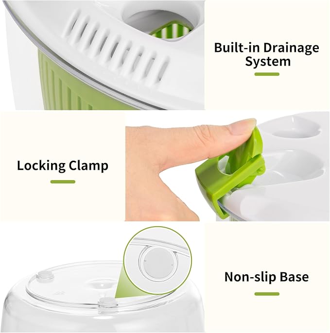 Salad Spinner 3 QT Fruit and Vegetable Washer with Bowl and Mesh Basket | Compact Lettuce Spinner Saves Counter Space, Quickly Washes, Spins, and Dries Salad Greens