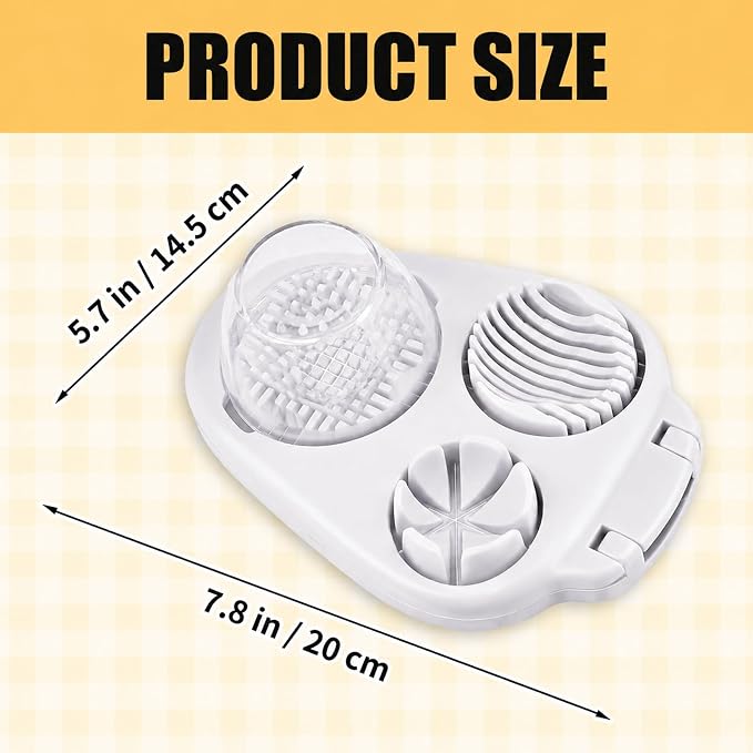 3 in 1 Egg Slicer for Hard Boiled Eggs with Cleaning Brush | Three Cutting Modes for Slices, Wedges and Dices, Egg Cutter&Fruit Slicer, Heavy Duty, Stainless Steel Wires, Dishwasher Safe