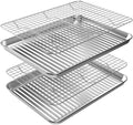 Quarter Baking Sheet Pan Cooling Rack Set, Stainless Steel 2 Pans + 2 Racks | 12x10x1 Inches Baking Sheet Pan with Nonstick, Warp Resistant, Heavy Duty Design for Baking, Roasting, and Cooking
