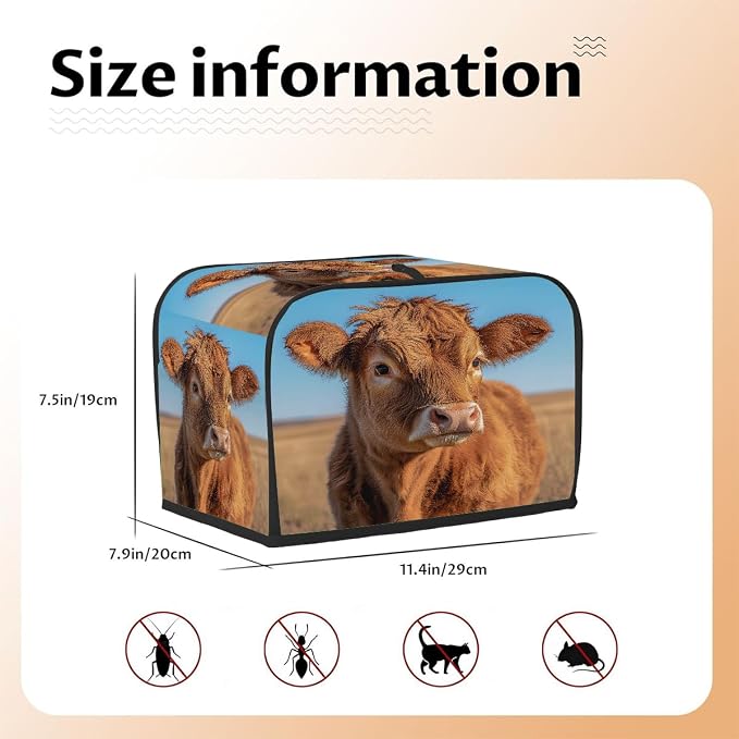 2 Slice Toaster Cover Highland Cattle Cute Cow Toaster Covers Two Slice Wide Slot Waterproof and Dustproof Covers for Wide Slot Toasters and Small Appliances Kitchen Decor Gifts