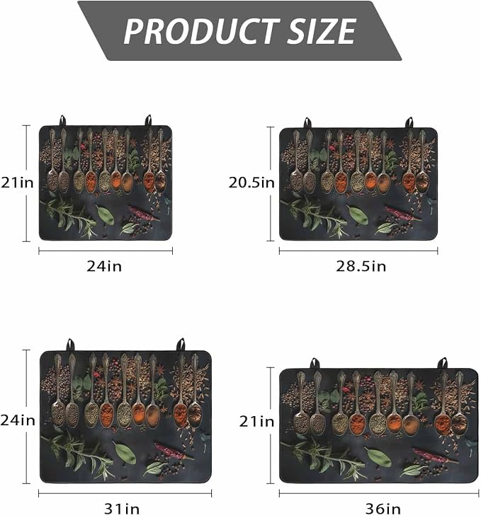 Stove Top Covers for Electric Stove 28.5x20.5 Inches, Kitchen HeatResistant Glass Cooktop Protector, Condiment Leaves Pepper Beans Cooking Utensil Ceramic Stovetop Countertop Covers Mat, Oven Cover