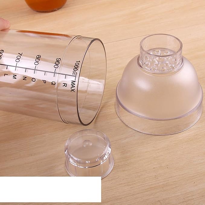 Plastic Cocktail Shaker,Drink Mixer Hand Shaker Cup with Scales,Transparent (33 oz / 1000cc)