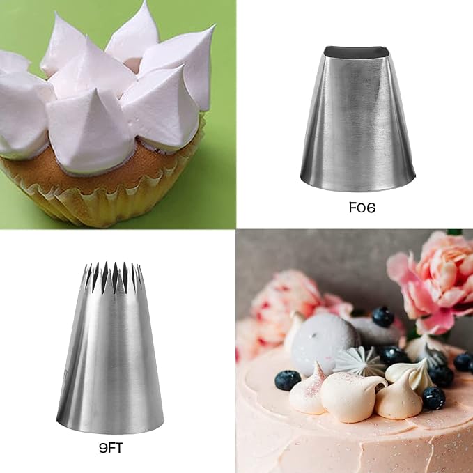 Eclair Piping Tips Set, 4 Extra Large Pastry Tips for Cakes & Churros