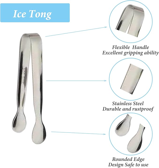 6PCS Ice Tongs Mini Sugar Tongs 4.25Inch Stainless Steel Kitchen Utensils Set,Small Serving Tong and Tiny Kitchen Tong for Appetizers,Tea Party, Coffee Bar, Desserts by Sunenlyst (Silver)