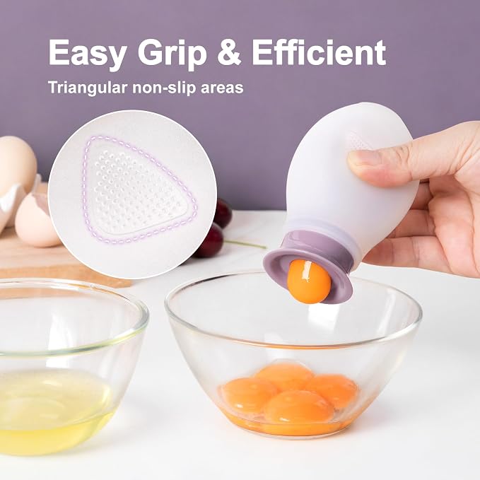 Egg Separator for Raw Eggs, Silicone Egg White Separator, Fun & Easy | Cute Egg Separator for Baking and Cooking, Silicone Squeeze & Release, Food-Grade, Practical Kitchen Gadget, Dishwasher Safe