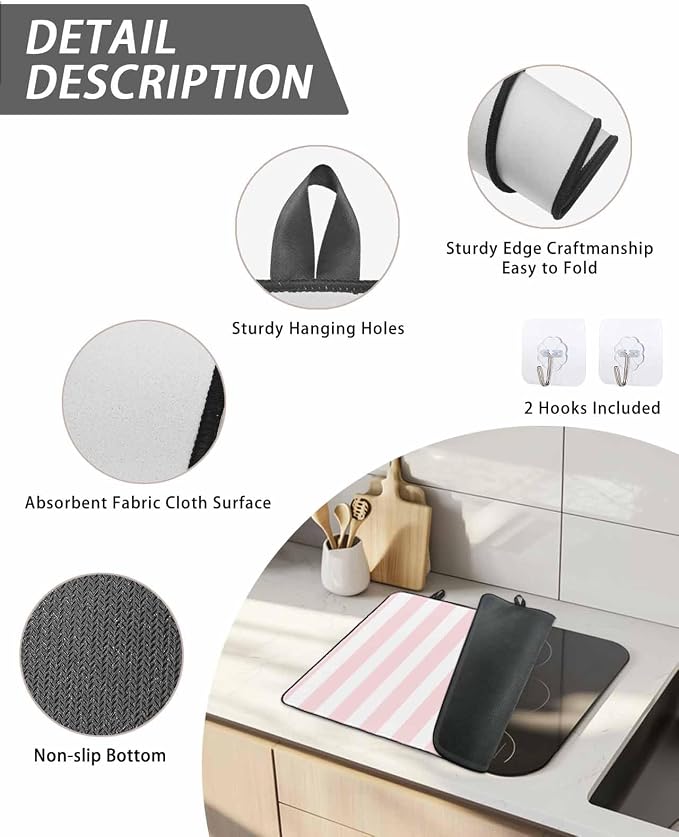 Stove Top Covers for Electric Stove 31x24 Inches, Pink Stripes HeatResistant Glass Cooktop Protector, Modern Farmhouse Pink White Vertical Striped Ceramic Stovetop Countertop Covers Mat, Oven Cover