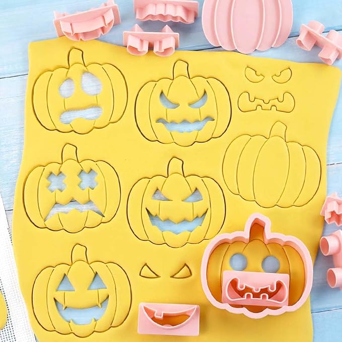 Mini Pumpkin Cookie Cutters, DIY 3d Halloween Raised Design Cookie Stamps | Cookie Cutter Set suitable for Frosting Decoration, Mini Gingerbread Pie Molds, Day of The Dead Decorations