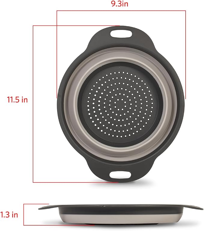 Glad Collapsible Colander Strainer - 2L | Small Pasta Drainer for Kitchen, Vegetables, and Fruit | Round Plastic Foldable Draining Basket for Easy Storage