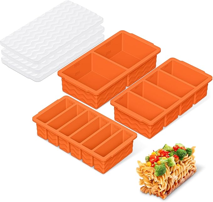 3-Pack Silicone Freezer Trays with Lid, Soup Freezer Container Molds | 2 Large 2-Cup, 4 Medium 1-Cup, 6 Small 1/2-Cup, BPA Free, Ice Cube Tray for Soup, Stews, Sauces, Meal Prep, Broth, Leftovers