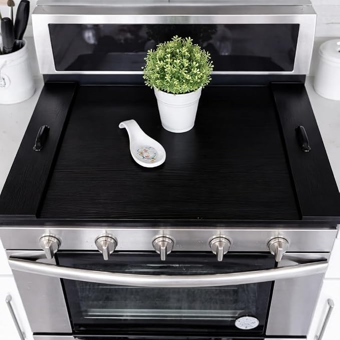 Noodle Board Stove Cover with Handles for Electric and Gas Stove Top Covers | Rustic Farmhouse Décor for Kitchen, RVs, Adds Extra Counter Space, Cutting Board, Protects Burners, Durable Laminate Wood