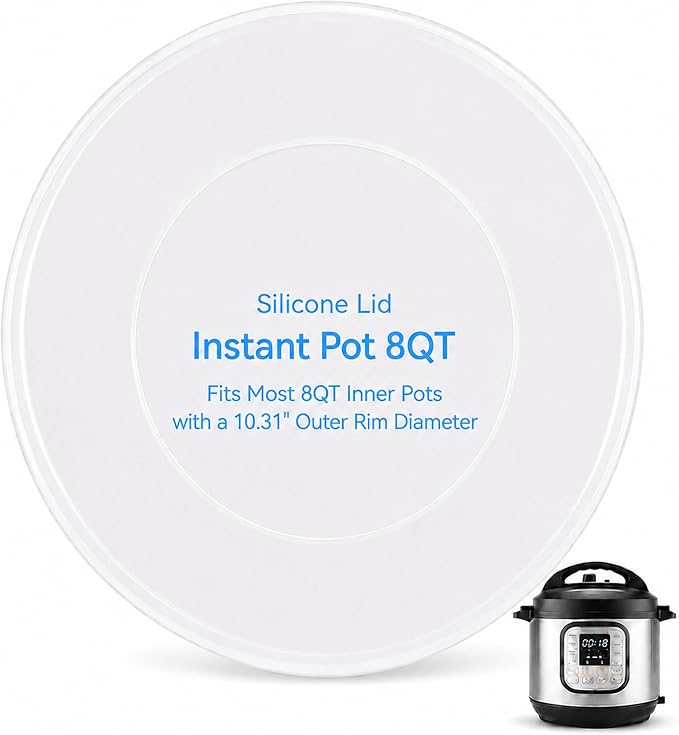 Silicone Lid for Instant Pot 8 Quart, Airtight For Food Storage | Airtight & Reusable. Microwave, Freezer & Dishwasher Safe. Keeps food fresh.Translucent design.