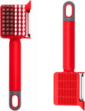 2 Pack Vegetable Brush & Potato Scrubber with Built-in Peeler | Scrub, Peel & Remove Potato Eyes with One Tool, Dual Bristles, Comfortable Grip, 2-Pack Value