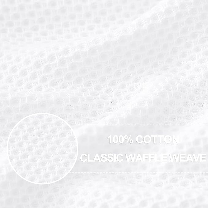 Homaxy 100% Cotton Waffle Weave Kitchen Dish Cloths 12-Pack, White | 12 x 12 Inches, Ultra Soft Absorbent Dish Towels, Quick Drying Dish Rags with Hanging Loop
