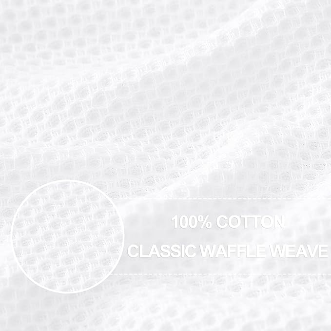 Homaxy 100% Cotton Waffle Weave Kitchen Dish Towels 12-Pack, White | 13 x 28 Inches, Ultra Soft Absorbent Dish Towels, Quick Drying Cleaning Towels