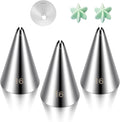 3 Pieces Cake Decrorating Tip #16, Cake Piping Tips Open Star Icing Pipings Tip Seamless Icing Tips Stainless Steel Cupcake Piping Tipes for Frosting Macarons Dessert Cakes Decorations