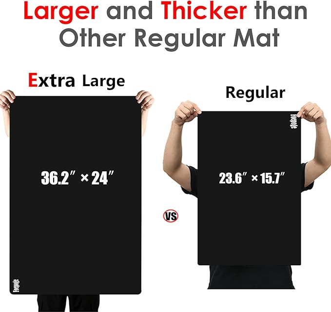 Extra Large Silicone Mat for Resin 36.2" x 24" 2MM Thick Silicone Craft Mat | for Table, Multifunction Silicon Matt for Kitchen Countertop Protector Heat Resistant Placemat by Foepoge(Black)