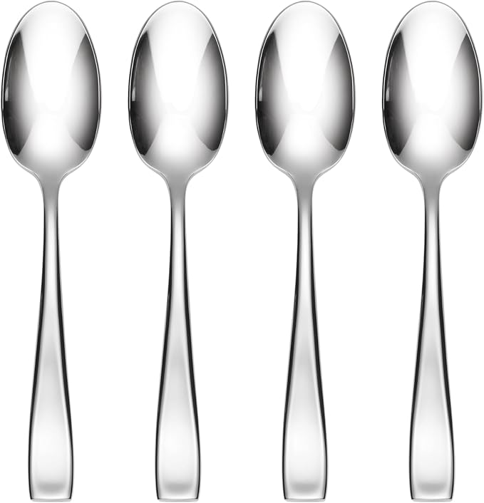 Oneida Moda Teaspoons Silverware Set for 4, Flatware | mirror finish, dishwasher safe | cutlery set for kitchen and dining, utensil set, kitchen gifts for women, heavy duty