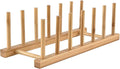 INNERNEED Bamboo Wooden Dish Rack, Vertical Plate & Lid Organizer | for Kitchen Cabinet or Countertop, Drying Stand for Dishes, Cutting Boards