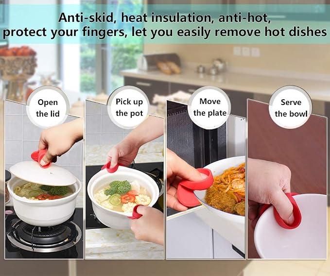 Silicone Pot Holders, YYP Silicone Heat Resistant Pot Holders, Oven Mini Mitts, Cooking Pinch Grips for Kitchen(No More Burning Your Fingers!)- Set of 3, Red