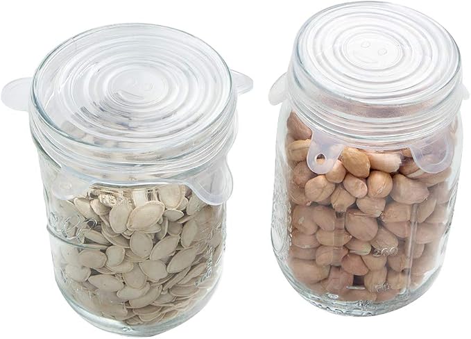 Webake Silicone Stretch Lids 10 Pack for Regular and Wide Mouth Mason Jar, Reusable Silicone Stretch Lids(Stretched to 3.5 inch), Sealed Durable Food Storage Covers Suit for Jar, Cans, Pot