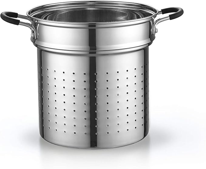 Cook N Home 12 Quart Stainless Steel Pasta Pot with Strainer Insert 3-in-1 | Steamer Basket, Pasta Strainer, Stockpot with Lid - Pasta Cooker Induction Compatible, Dishwasher & Oven Safe