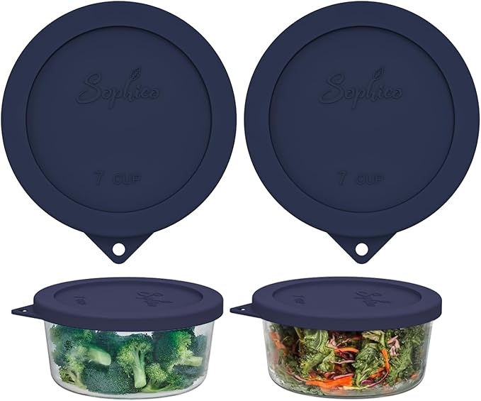 SOPHICO 7Cup Round Silicone Lid Replacement for Pyrex&AnchorHocking 7402-PC | Food Grade Silicone, Leakproof、Airtight Lids, Dishwasher Microwave Safe