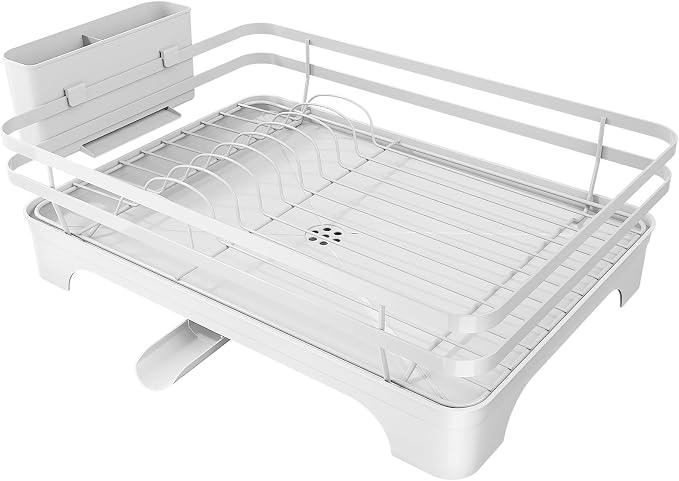 Kitsure Multi-Functional Dish Drying Rack, 15.7" x 12.0" x 5.5", White | Dish Rack for Kitchen Counter with Cutlery Holder, Rust-Proof Drying Rack Kitchen, Kitchen Sink Organization