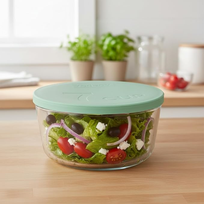 Yodecy Silicone Bowl Lids fit Pyrex Glass Bowls 7402-PC 7 Cup, fit Anchor Hocking Glass Bowls 7402-PC 7 Cup,Replacement Lids(2 Pack Pastel Green)