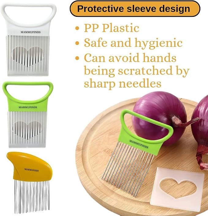 Potato slicer & Kitchen Gadgets, 1 Crinkle Cutter, 1 Onion Slicer, Stainless Steel Onion Holder, Vegetable, Avocado, Tomato,Mandoline Slicer, Fruit Cutter, wavy crinkle cutter for veggies,