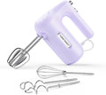 Lord Eagle 5-Speed Small Hand Mixer Electric, 300W Compact Portable, Purple | Handheld Kitchen Mixer Egg Beater with 5 Attachments & Storage Bag, Cake Supplies for Bread Dough Baking, Lightweight