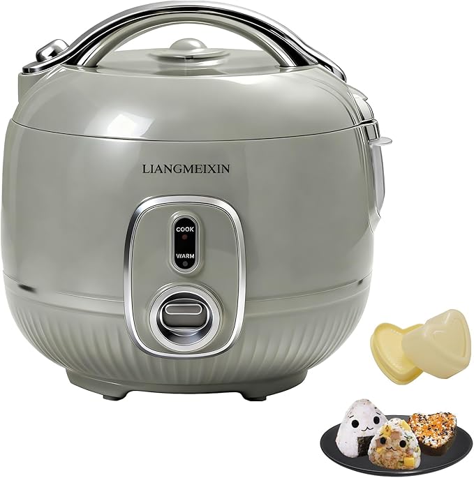 Durable Rice Cooker Small 3-Cup (Uncooked)/6-Cup (Cooked) for 1-3 People, 1.6L Non-stick Mini Rice Cooker, Perfect for White/Brown Rice, Porridge, Soup, and Hot Pot, Auto Keep Warm 12 hours(Sage Green)