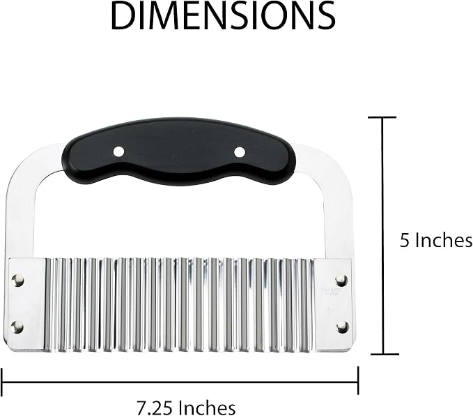 HIC Kitchen Crinkle-Cut Wave Slicer French Fry Vegetable Cutter, Stainless Steel Blade, For Waffle Fries Chips Decorative Vegetables Holiday Meal Prep And Baby-Led Weaning
