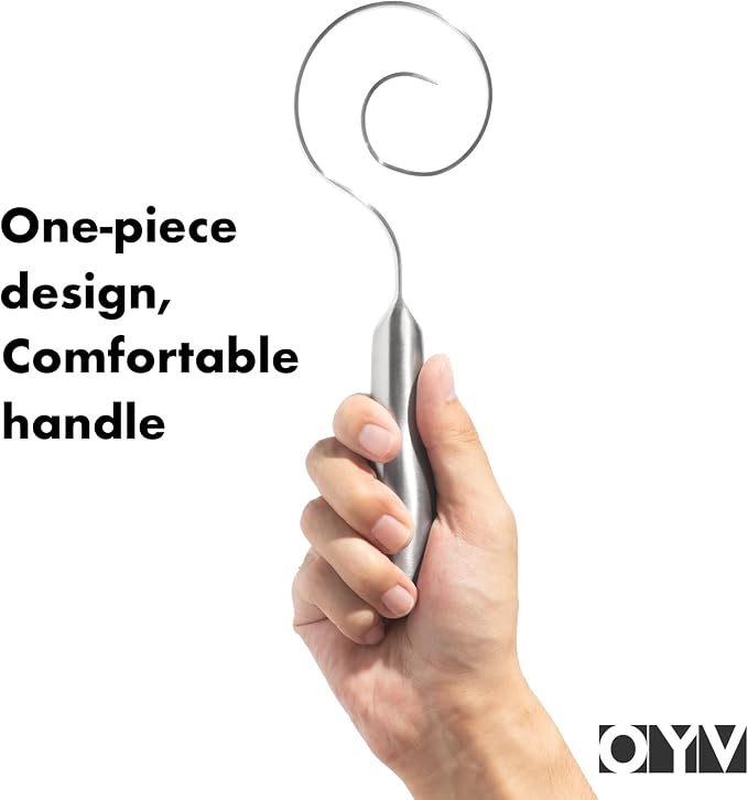 OYV Seamless Dough Whisk, 18/10 Stainless Steel, 9-Inch Danish Dough Whisk | Bread Whisk For Sourdough, Cookies, Pizza and Pastry, Ergonomic Grip, Dishwasher Safe, Easy To Clean