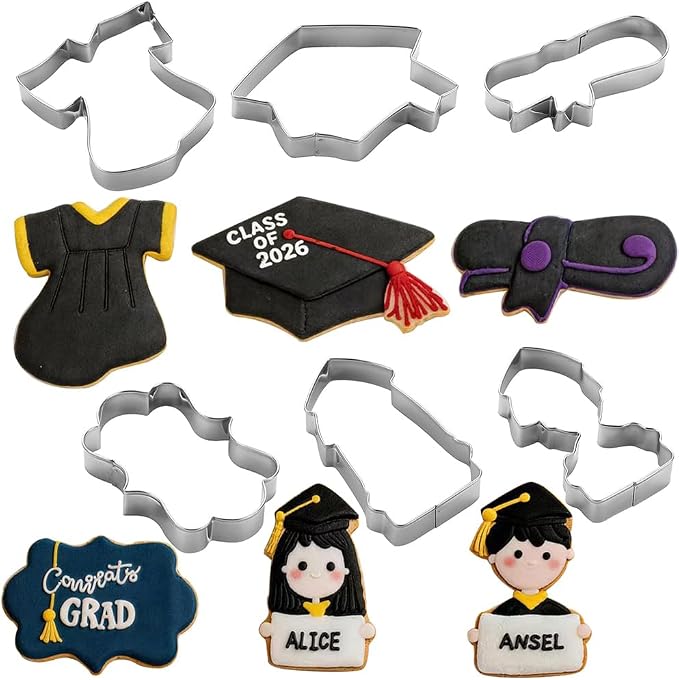 MrCookie Large Graduation Cookie Cutters,4in,6pc,Thickened Stainless Steel.