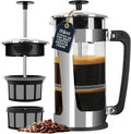 ESPRO P5 French Press Coffee Maker, 32oz, Polished, Stainless Steel Press | Double Filter Coffee Press, Thicker Borosilicate Heat Resistant Glass french press, Tea Press, Easy Coffee Brewer, Tea Brewer