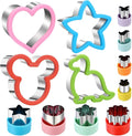 Elfkitwang Sandwich Cookie Cutters Set, Dinosaur,Heart,Star,Mouse,Sandwich Knife Cookie Knife Vegetable Cutter Food Grade Cookie Mould.(12Pcs)