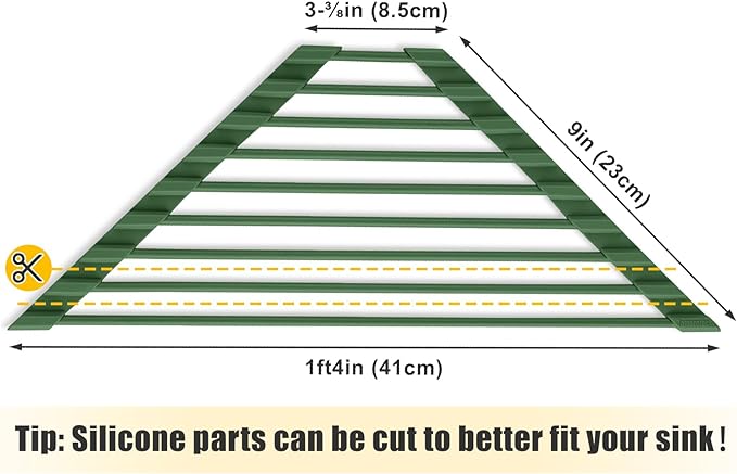 Tomorotec Roll Up Dish Drying Rack with Silicone Coating, Army Green | 304 Stainless Steel with BPA-Free Silicone, Triangle Design Maximizes Sink Corner Space, Fits Compact Kitchens And RVs