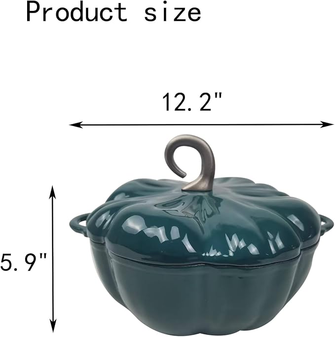 Pumpkin Cocotte Cast Iron Dutch Oven With Lid - Non-Stick Cooking Pot for Stew and Soup - Serves 3-5 - Halloween Thanksgiving Decor Gift (Purple)