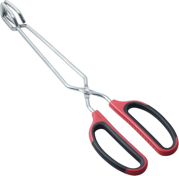 HINMAY Stainless Steel Scissor Tongs with Comfort-Grip Handle 12-Inch