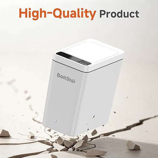 Solar Automatic Bathroom Trash Can: 2.6 Gallon Small Motion Sensor Garbage Can, No Charging Required, Slim Smart Touchless Trash Bin with Lid for Bedroom, Living Room, Office, RV, White