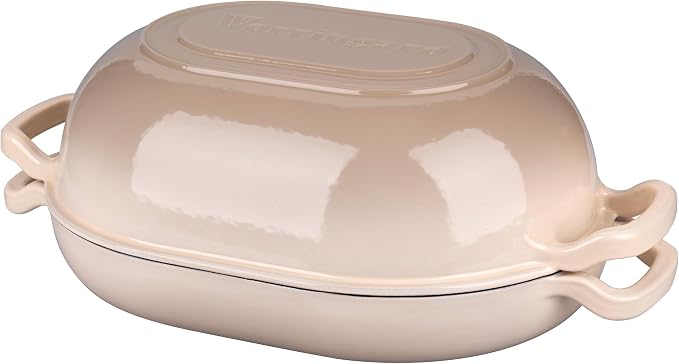 VORRINGARD Enameled Cast Iron Sourdough Bread Oven, Dutch Oven, Loaf Cast Iron Bread Pan for Homemade Bread Baking, Meatloaf Pan with Lid, 7QT, Latte