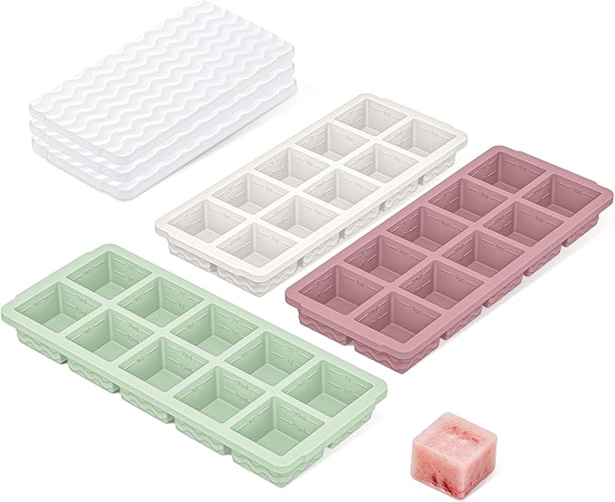 3-Pack Ice Cube Trays with Lid, 10 Cubes 2 Tbsp, Silicone Tray for Freezer | BPA Free, Leak-proof Lid, Freeze Ice Cubes, Chocolates, Sauces, Juices, Fruit Purees, Meal Prep, Cocktail, Coffee, Soup, Food