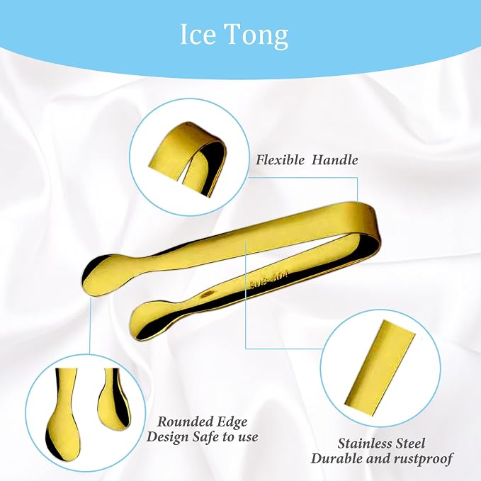 15PCS Mini Tongs for Serving, Metal Tong Stainless Steel Gold Tongs, 4.25Inch Small Sugar Tong, Kitchen Mini Serving Tongs for Appetizers, Ice, Charcuterie, Gold Utensil for Dessert Table, Tea Party