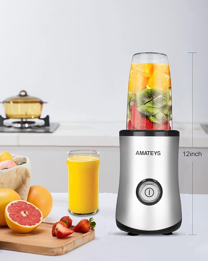 Amateys Personal Blender with Button,350W Professional Kitchen Blender for Smoothies and Shakes,Portable Smoothie Maker Mixer,Easy Cleaning&Operation,Suitable for Carrying or Storage