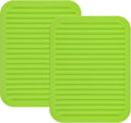 Silicone Trivets Mats for Hot Dishes and Hot Pots, Hot Pads for Countertops, Tables, Pot Holders, Spoon Rest Small Drying Mats Set of 2 Color Green