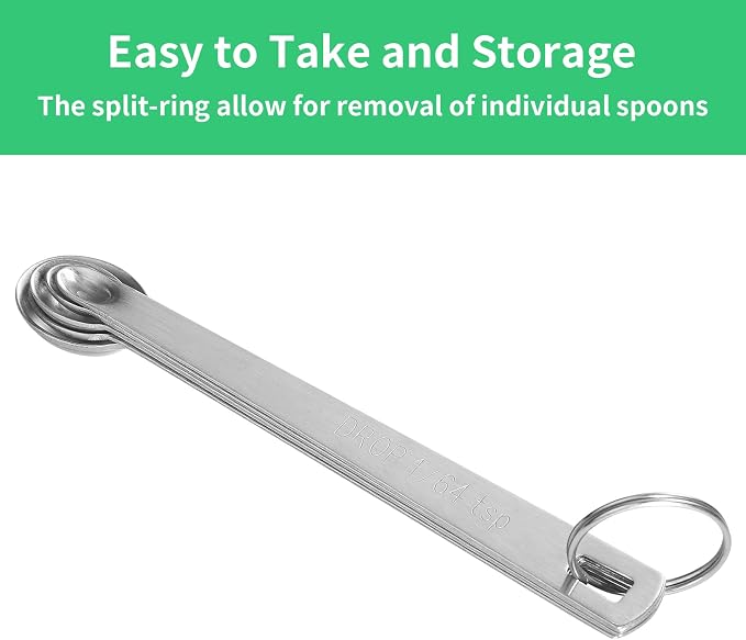 Cuttte 5PCS Small Measuring Spoons Set Teaspoon 1/4 1/8 1/16 1/32 1/64 tsp | Stainless Steel Tiny Measuring Spoons for Cooking Baking, Mini Teaspoons for Small Amount of Powders, Spices, Dry Ingredients