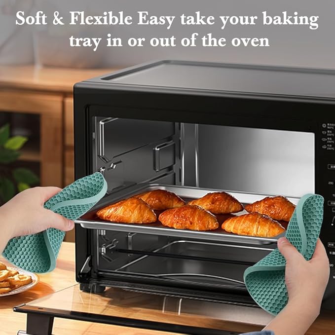 4 Pack Silicone Trivets for Hot Dishes, Dark Green Silicone Hot Pads Trivet for Hot Pots and Pans, 4 PCS Heat Resistant Silicone Mats Pot Holders for Kitchen Counter, Large Coasters & Jar Opener