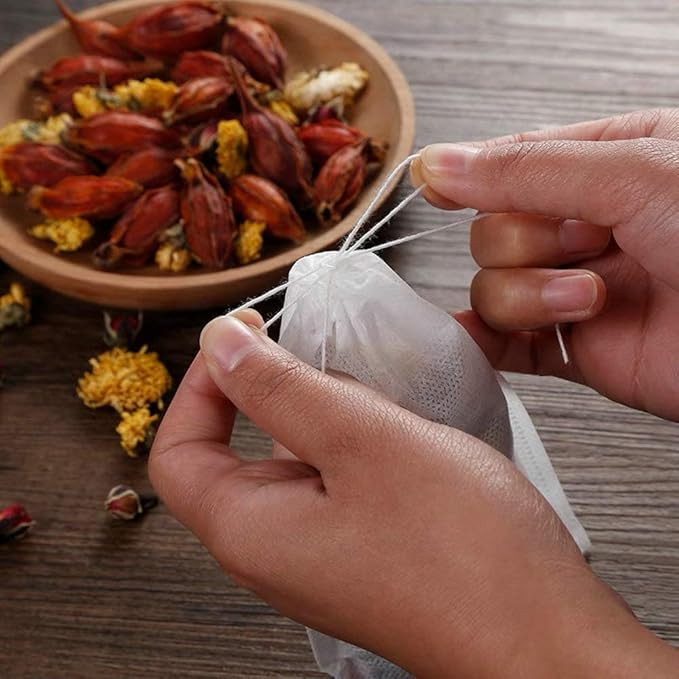 100 Pack Disposable Tea Filter Bags Tea infusers 4" x 6" Empty Muslin Drawstring Seal Filter Tea Bags Drawstring Herb Loose Tea bag for Brew Tea Cold Brew Coffee（4" x 6" /10 x 15cm）