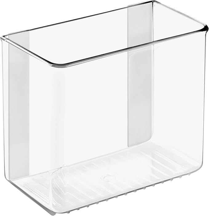 iDesign Adhesive Organizer Bin - Clear | Damage-Free Hanging, For Kitchen, For Bathroom, For Office